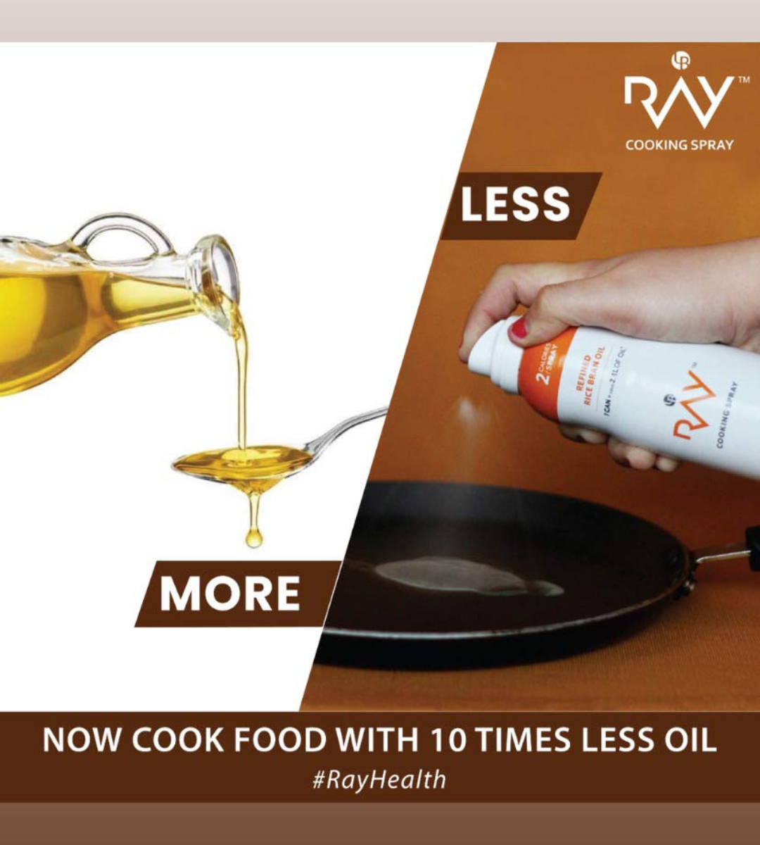 LB RAY Cooking Spray Sunflower Oil - Low-Calorie, 100% Oil Spray, No Gases, Emulsifiers, and Water (200 ml)