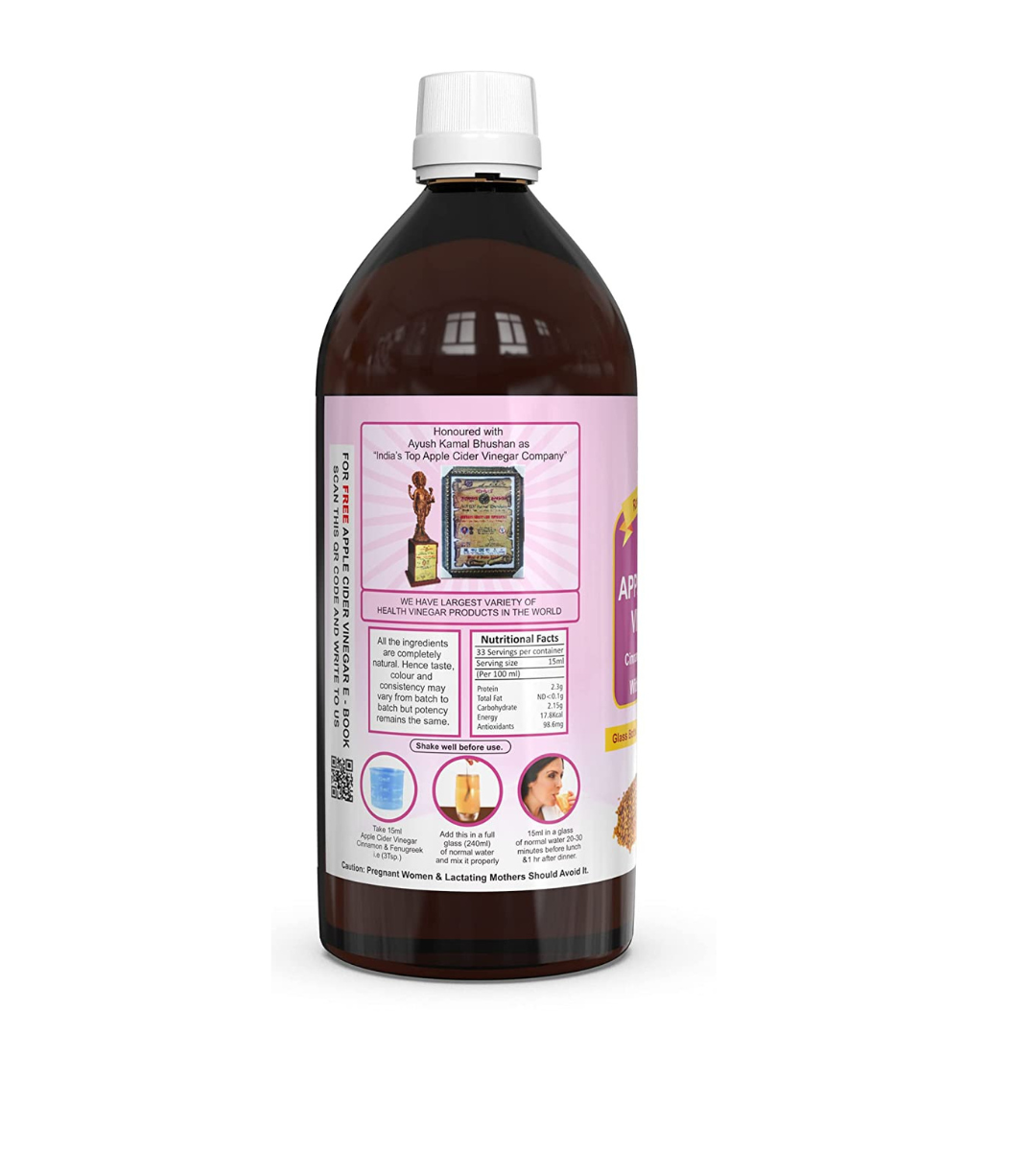 Dr. Patkar's Apple Cider Vinegar with Cinnamon & Fenugreek (With Mother) 500ml