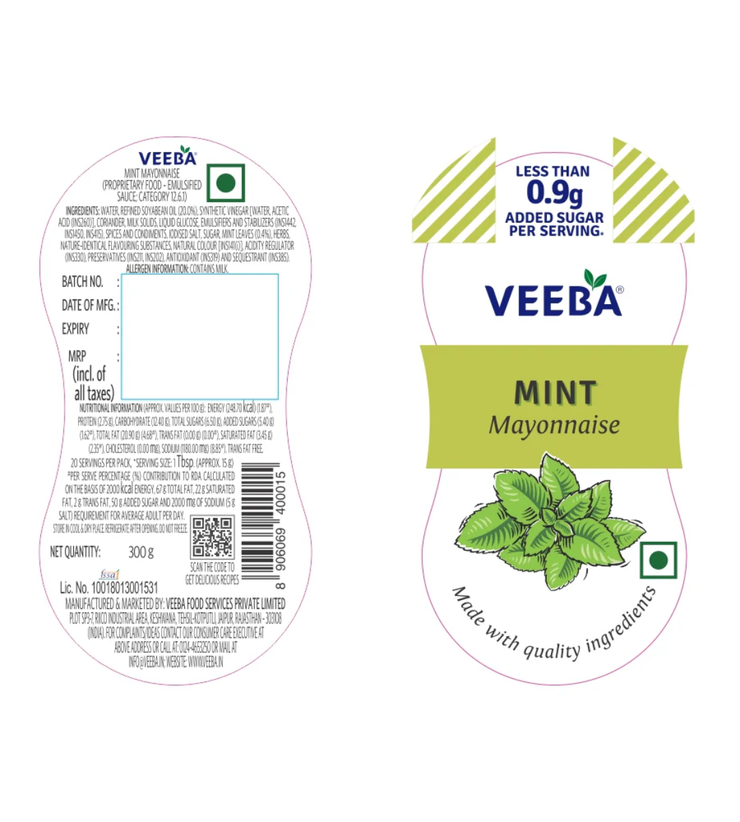 Veeba Mint Mayonnaise, 300g