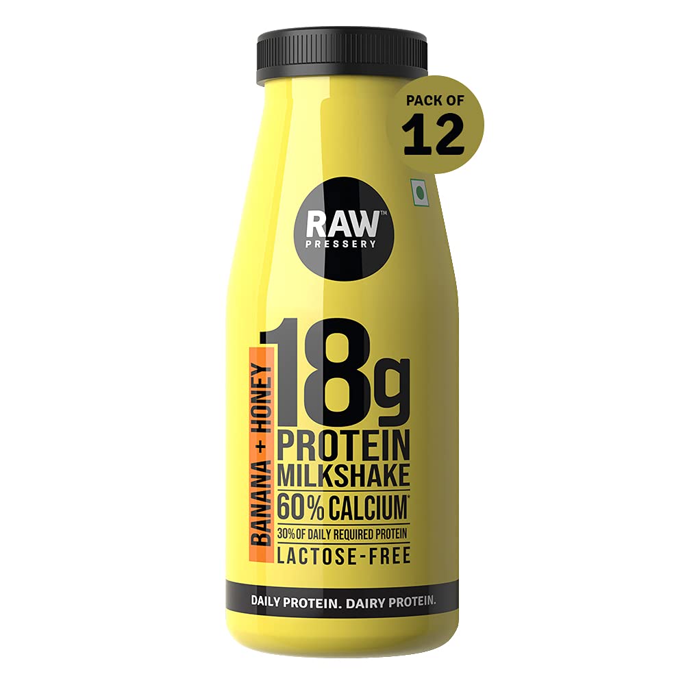 Raw Pressery Dairy Protein Milkshake, Banana Honey (12 x 200ml)