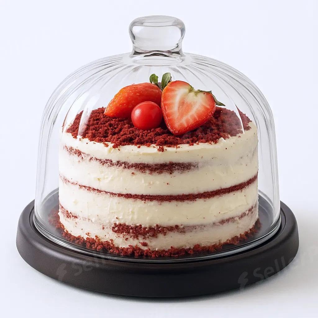 Weguarantee Essentials - Wooden Cake Stand with Acrylic Dome Lid, Acacia Round Dessert Serving Platter, Cake Plate & Cheese Server for Home Kitchen, Display Tray & Cupcake Holder