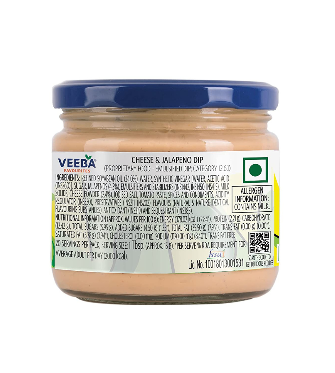 Veeba Cheese and Jalapeno Dip, 300g