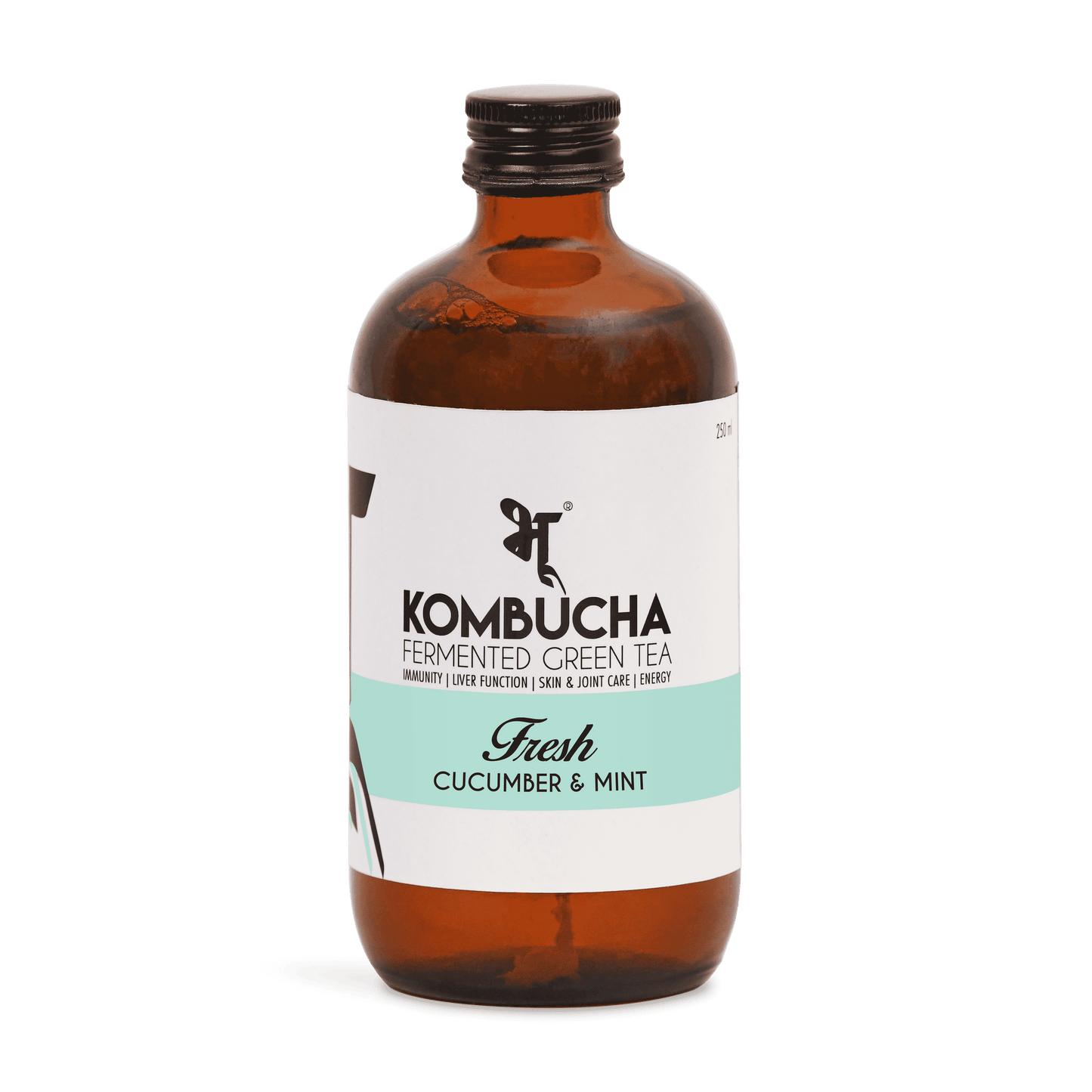 Bhu Kombucha Fermented Green Tea - Fresh: Cucumber & Mint 250ml (Pack of 1)