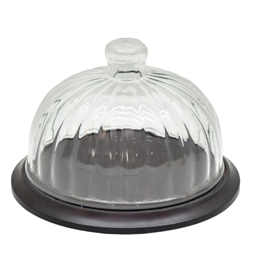 Weguarantee Essentials - Wooden Cake Stand with Acrylic Dome Lid, Acacia Round Dessert Serving Platter, Cake Plate & Cheese Server for Home Kitchen, Display Tray & Cupcake Holder