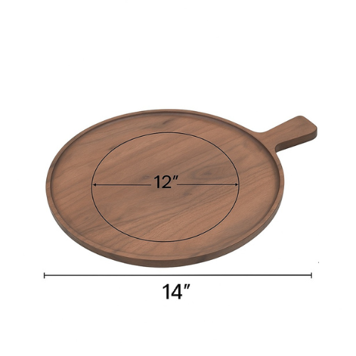Weguarantee Essentials Wooden Round Pizza Plate With Handle Bat Board (13 * 9 Inches, Brown) Rosewood Pizza BAT