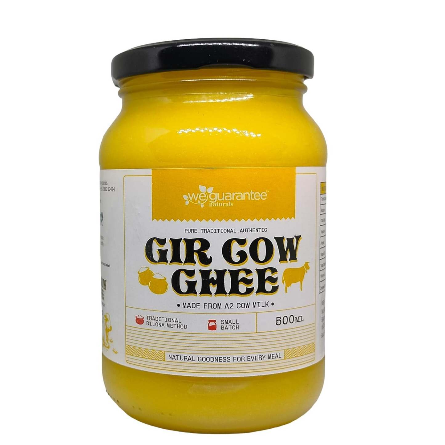 Weguarantee Naturals Gir Cow Ghee – 500 ml Glass Bottle | A2 Bilona Desi Ghee |