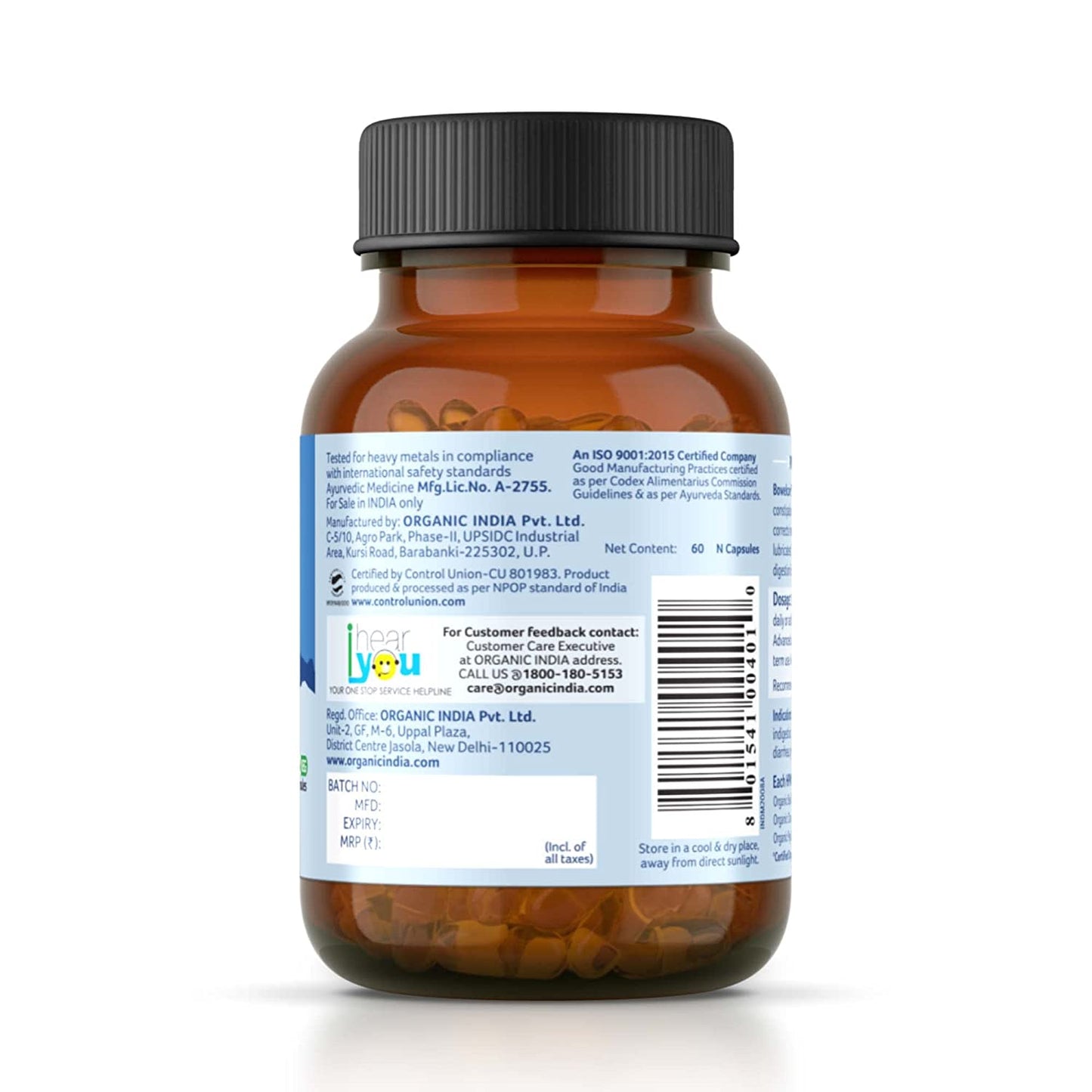 ORGANIC INDIA Bowelcare - 180 Veg Capsules