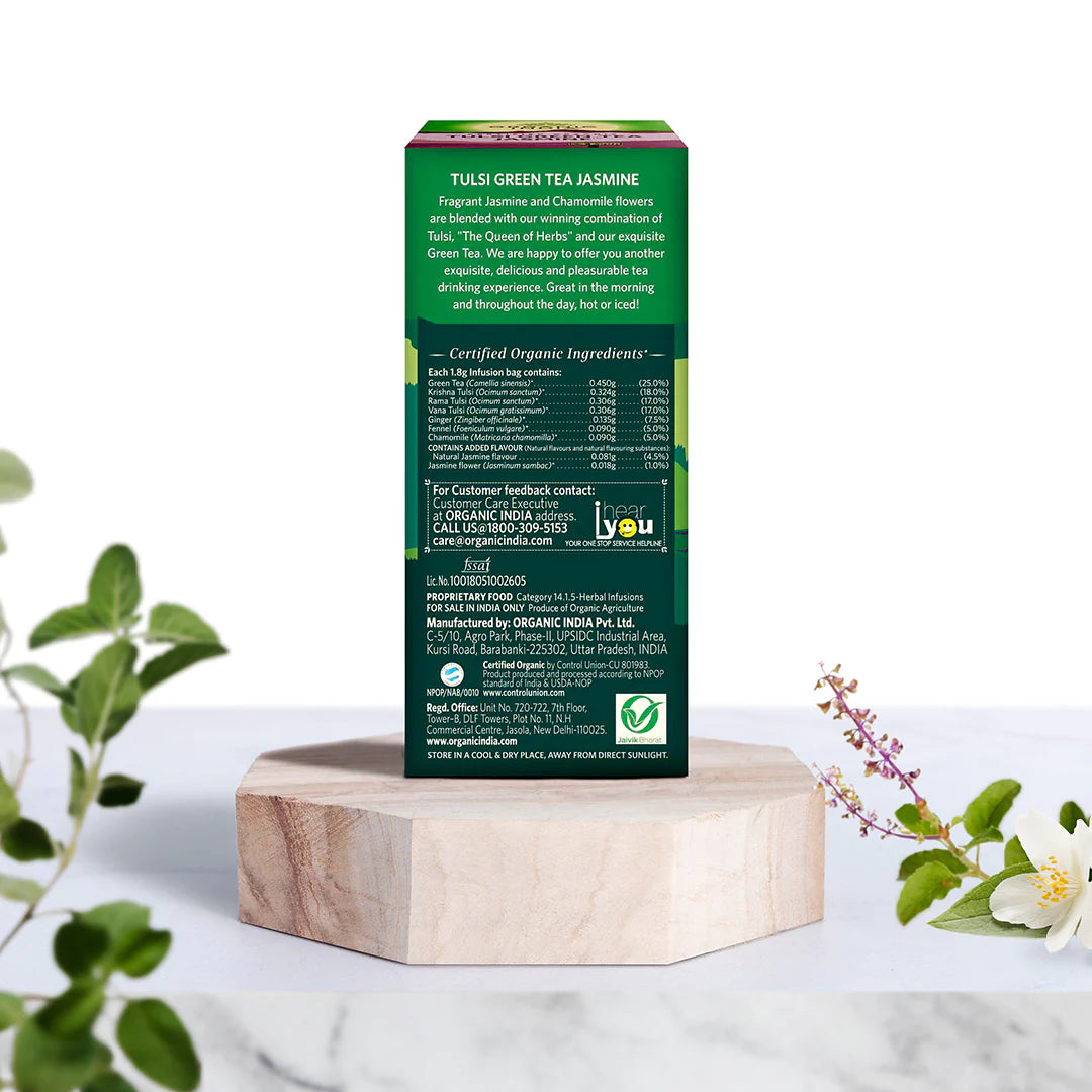 ORGANIC INDIA Tulsi Jasmine Green Tea - 25 Tea Bags
