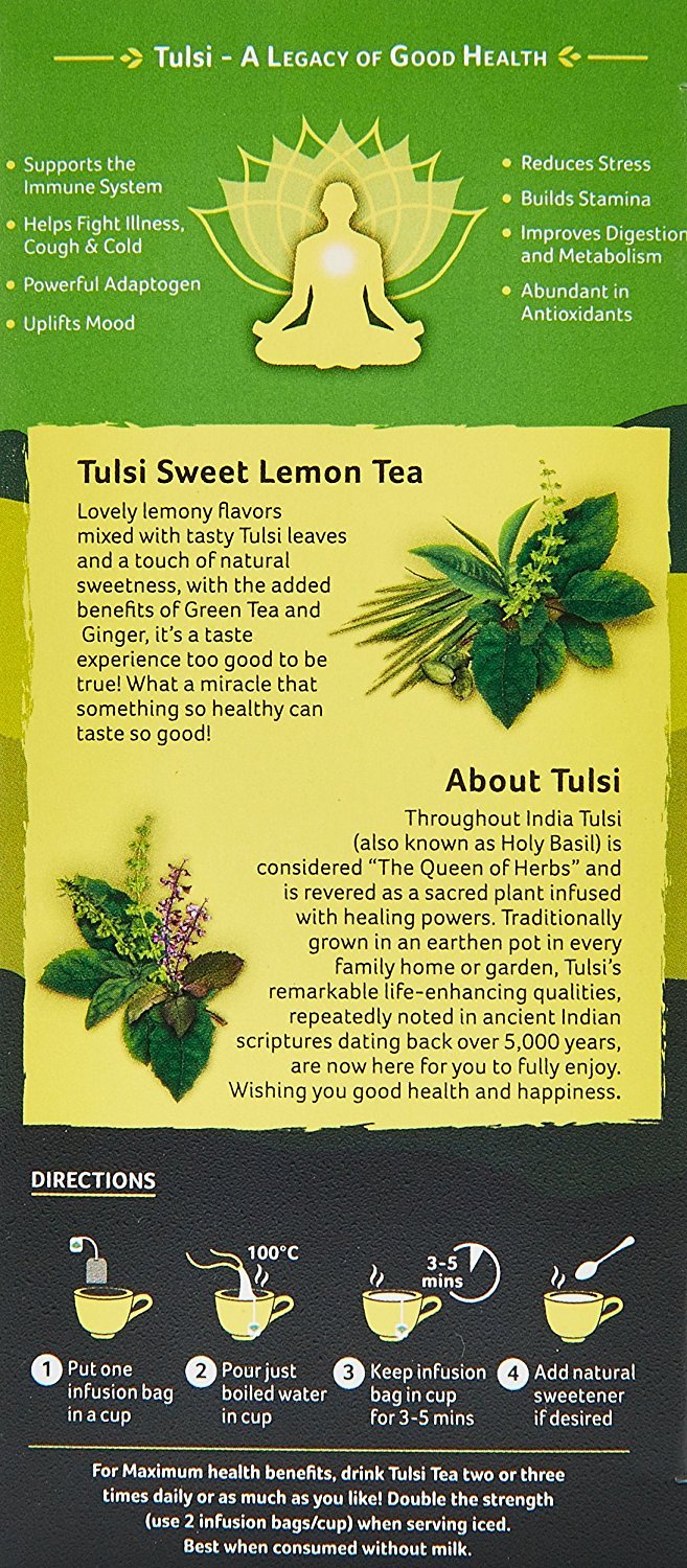 Organic India Tulsi Sweet Lemon 25 Tea Bags