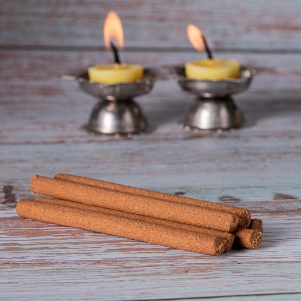 Swaha Om Cylindrical Dhoop Stick (Set of 30), Long Lasting Sandalwood & Floral Fragrance Incense Sticks, Bamboo Less Agarbatti Sticks - Pack of 1