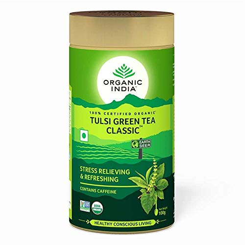 Organic India Tulsi Green Tea Classic 100 Gram Tin
