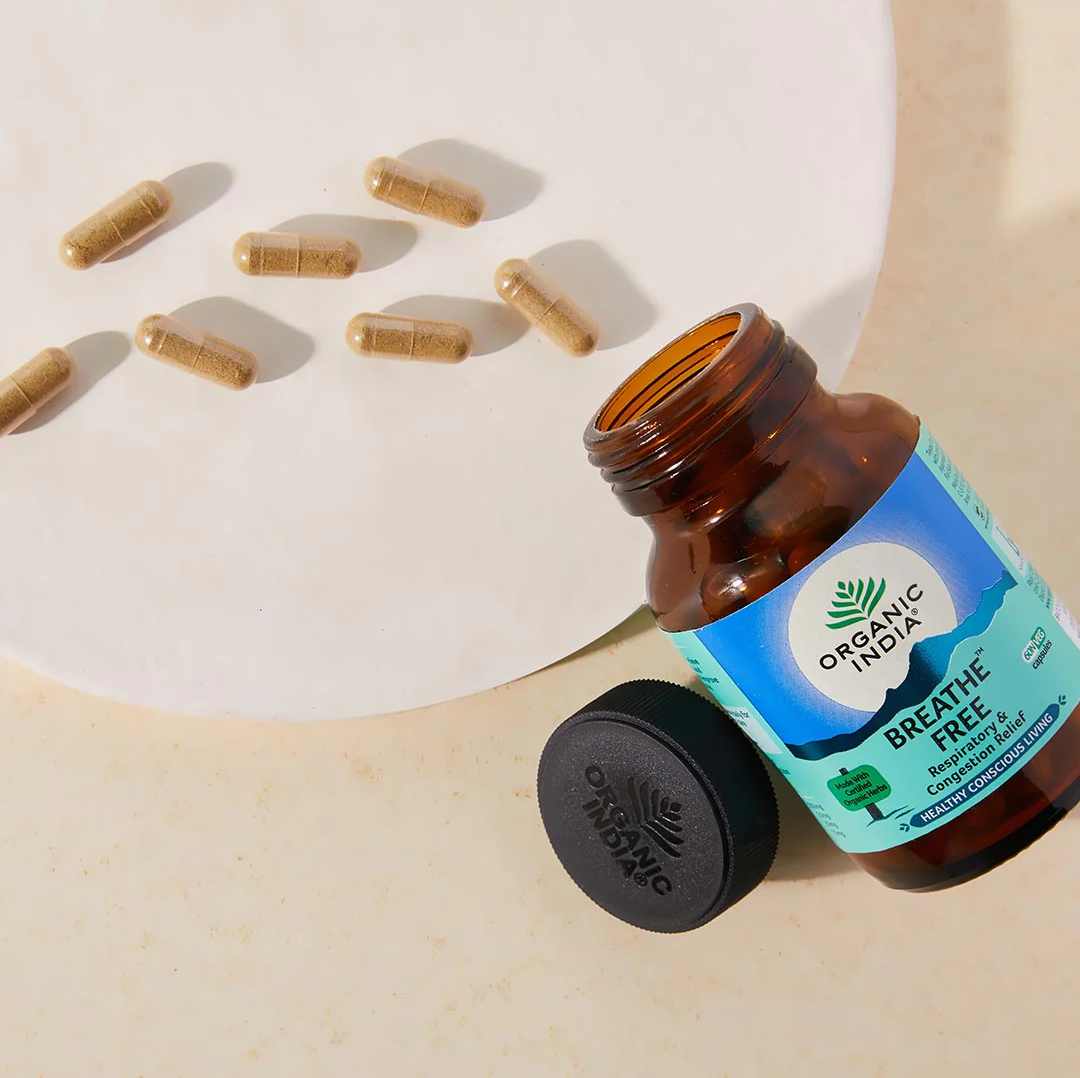 Organic India Breathe Free 60 Capsules Bottle