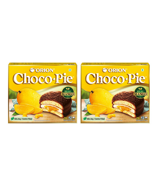 ORION Choco Pie Combo - Mango Choco Pie 12pcs x 2 (24 pies)| centre-filled chocolate biscuit