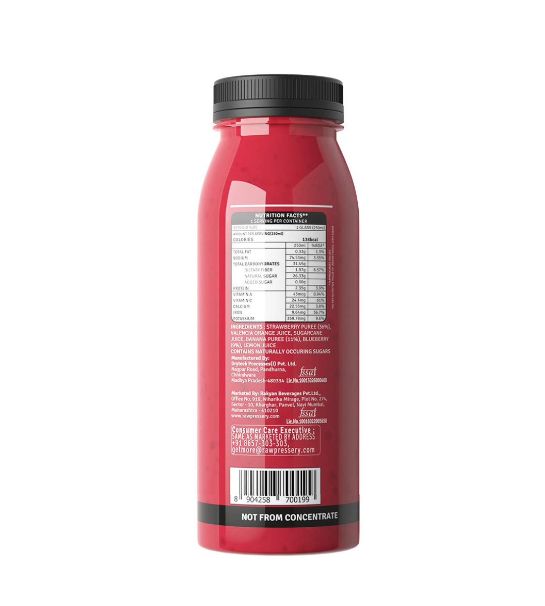 Raw Pressery Strawberry Banana Berry Smoothie - Life Juice (6 x 250ml)