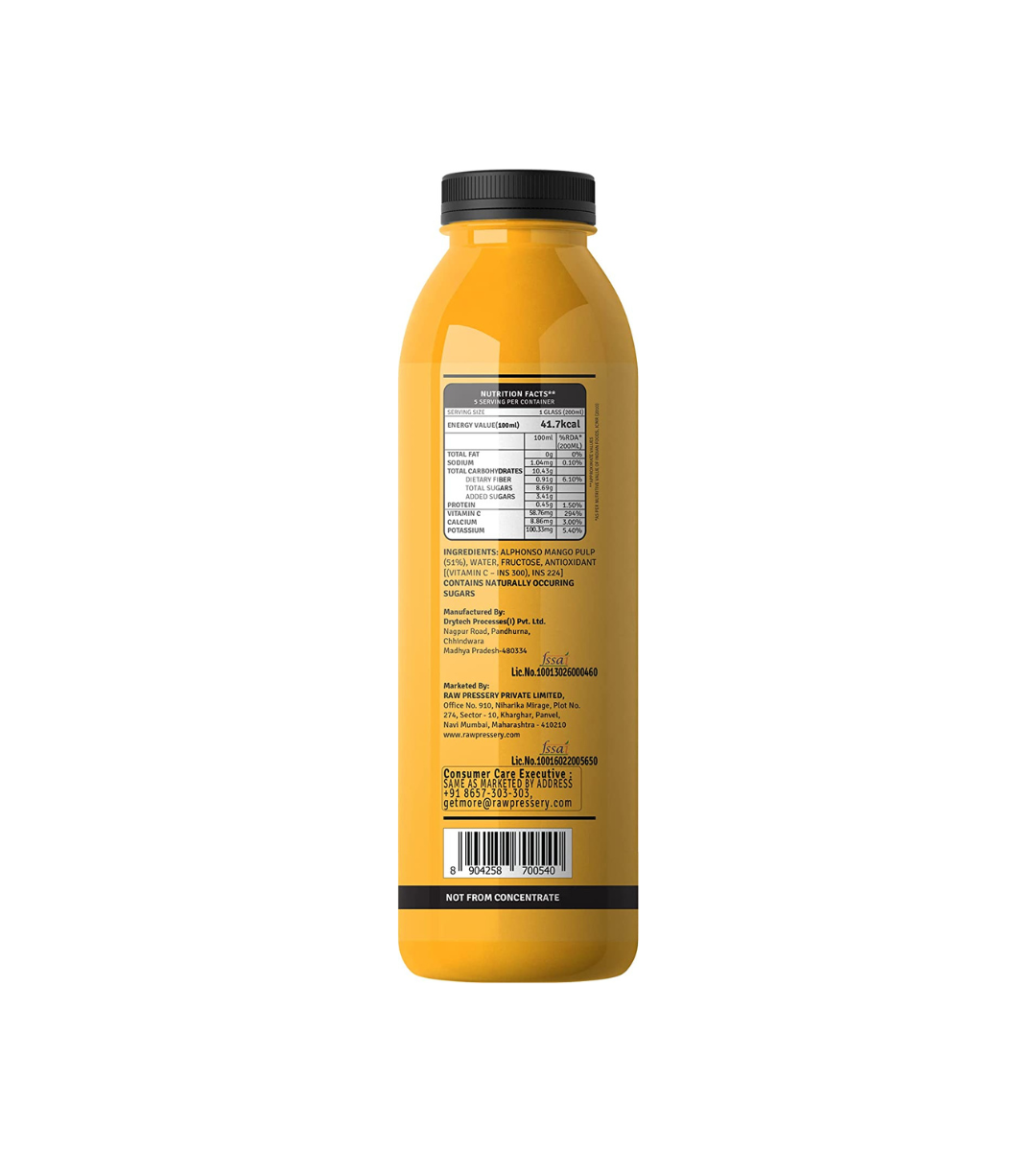 Raw Pressery Alphonso Mango Juice (4 x 1000ml) Maximum Pulp (51%)