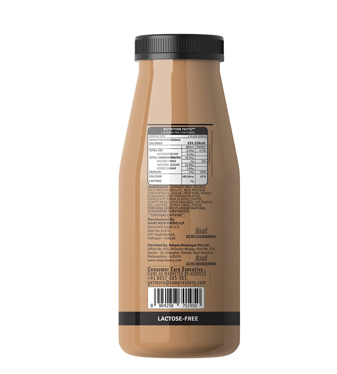 Raw Pressery Dairy Protein Milkshake, Choco Mint (12 x 200ml)