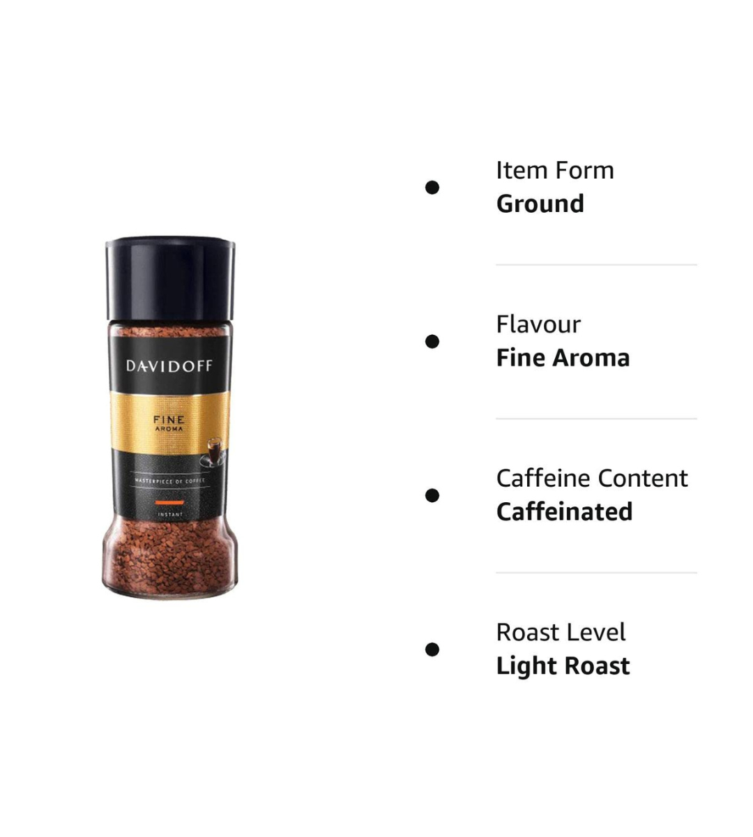 Davidoff Fine Aroma Instant Ground Coffee, 100 g Bottle, Glass Bottle