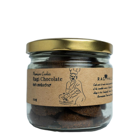 RAGIHALLI RAGI CHOCOLATE COOKIES | Baked | Gluten Free | Rich in Fiber & Antioxidants | Refined Sugar-Free | Eggless | No Maida | No Preservatives | Fibre Rich | 150g