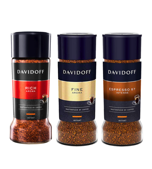 Davidoff Café Rich Aroma, Fine Aroma and Espresso 57 Instant Ground Coffee - Combo Pack Jar, 3 x 100 g