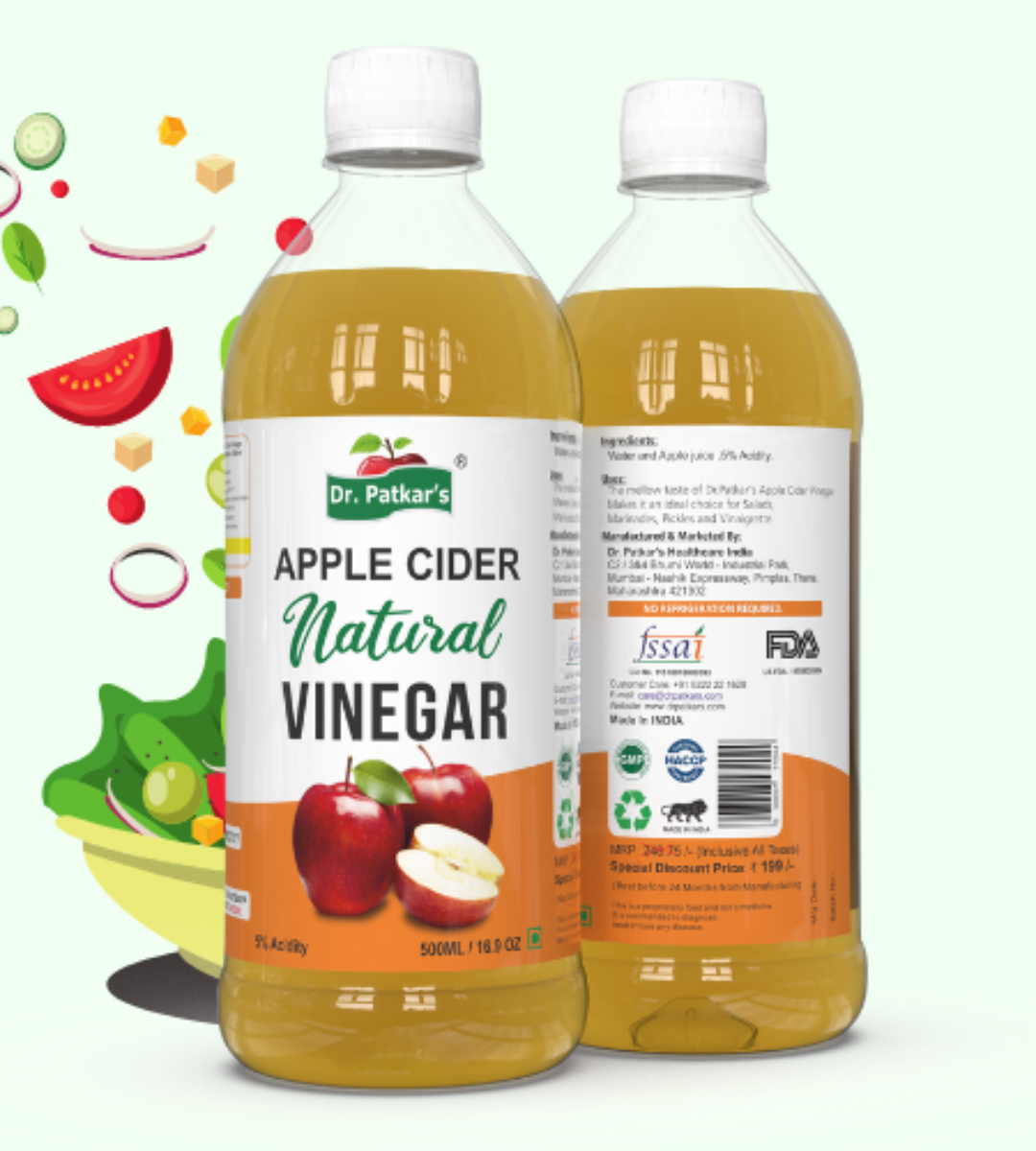 Dr. Patkar’s Apple Cider Vinegar 100% Natural Filtered- 500 ML