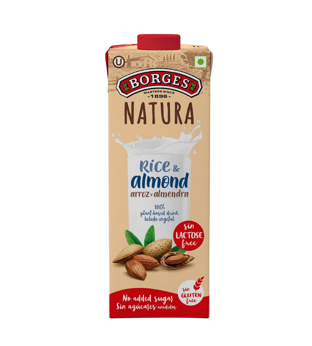 Borges Natura Rice & Almond Drink | 100% Plant Based Milk, Gluten Free, Vegan Milk-1 Liter