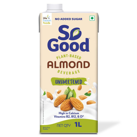 So Good Plant Based Almond Beverage Unsweetened 1 L | Lactose Free | No Added Sugar |Gluten Free | No Preservatives | Zero Cholesterol | Dairy Free| Source of Calcium & Vitamins Visit the So Good Store