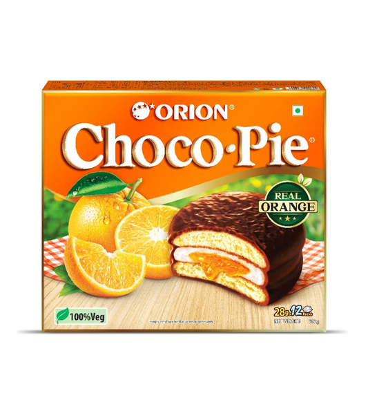 ORION Orange Choco Pie (12pies)|Centre-Filled Chocolate Biscuit