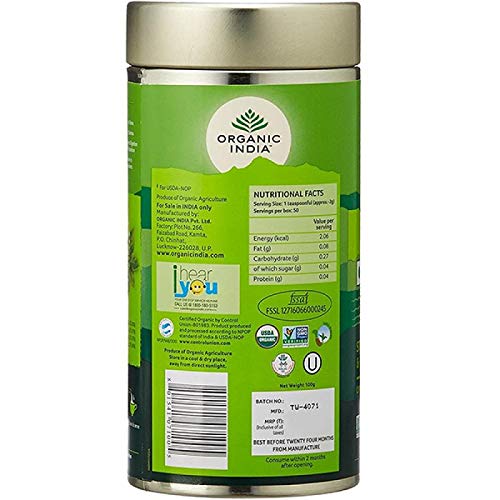 Organic India Tulsi Green Tea Classic 100 Gram Tin
