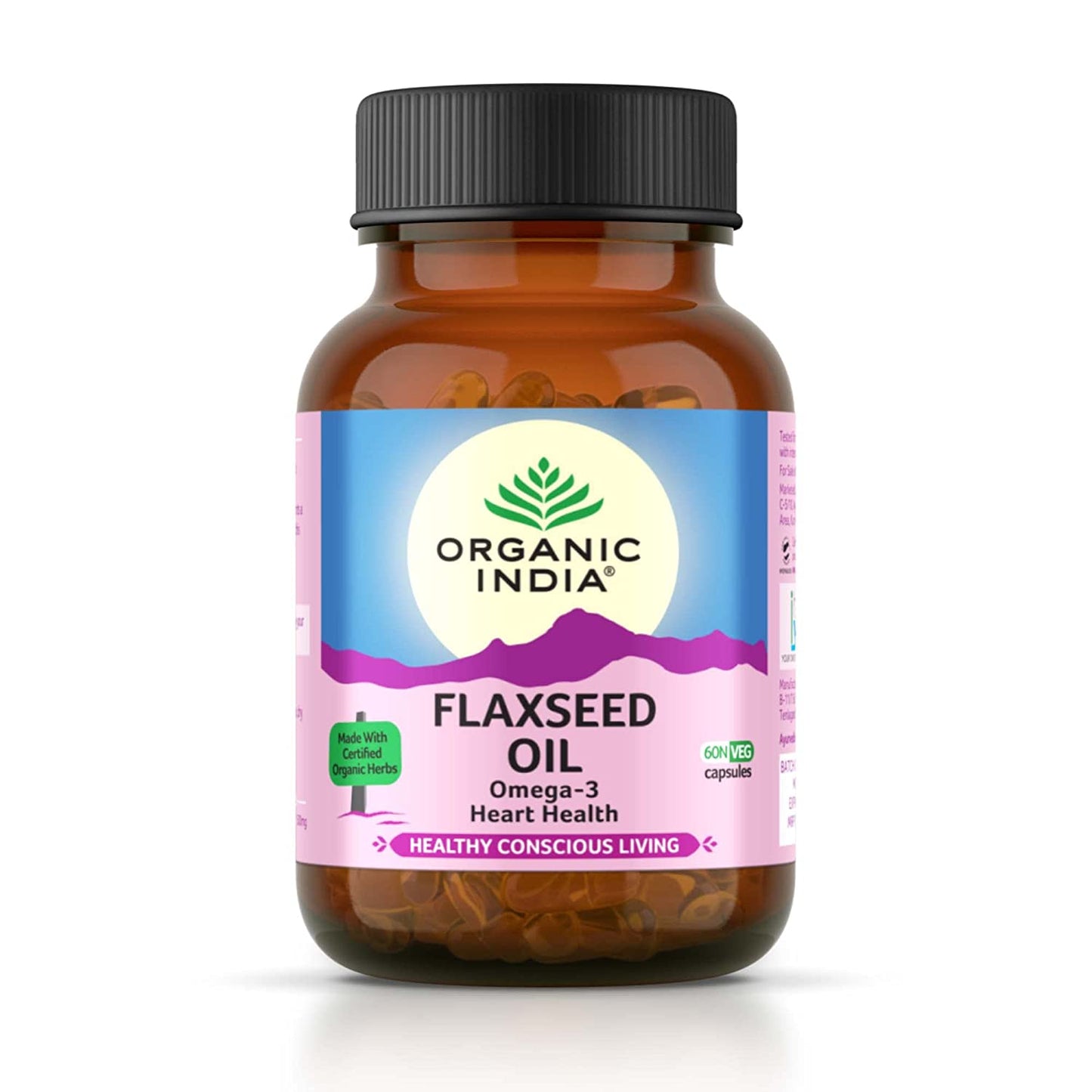 Organic India Flax Seed Oil 60 Capsules Bottle