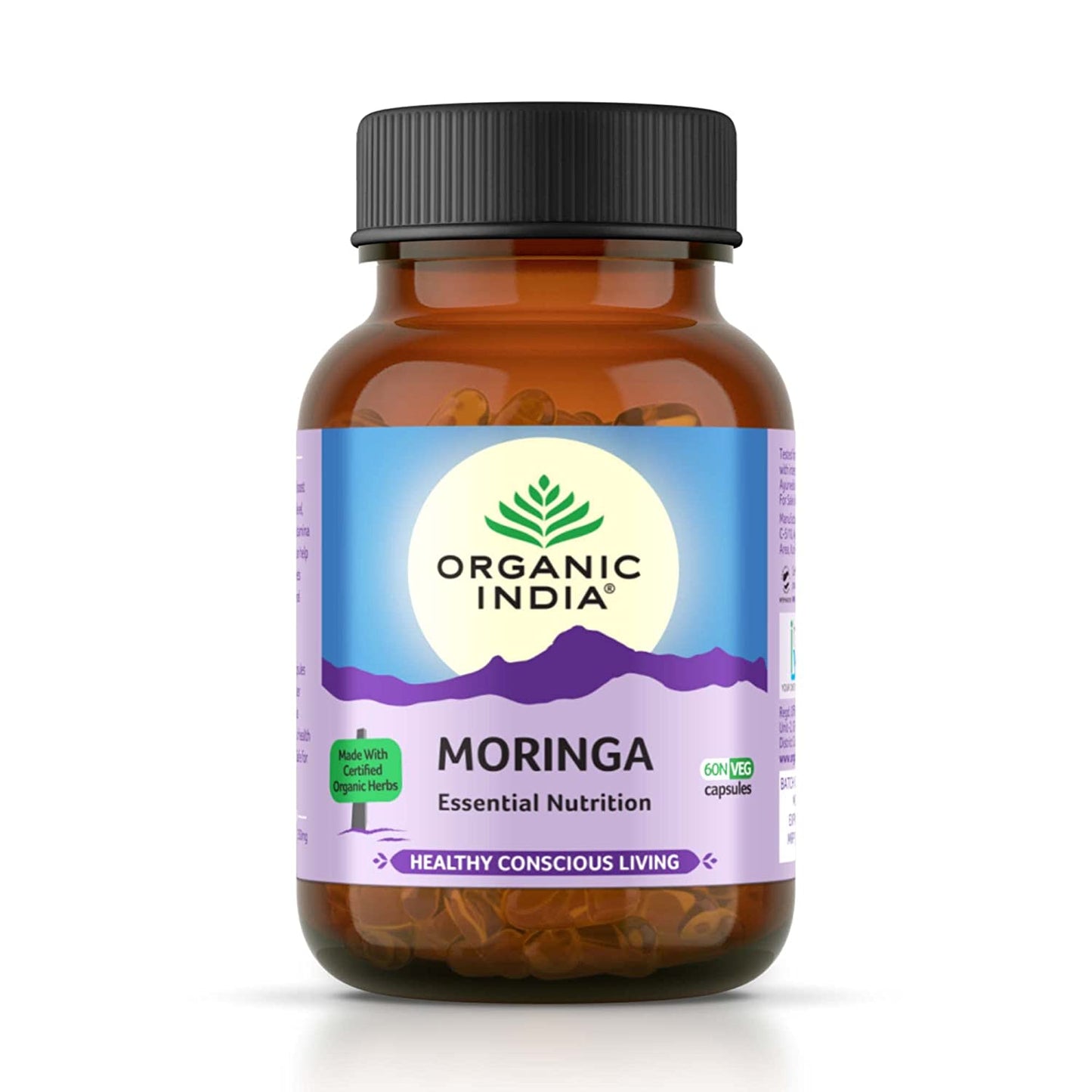 Organic India Moringa 60 Capsules Bottle