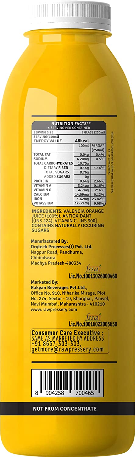 Raw Pressery Valencia Orange Juice (2 x 1000ml)