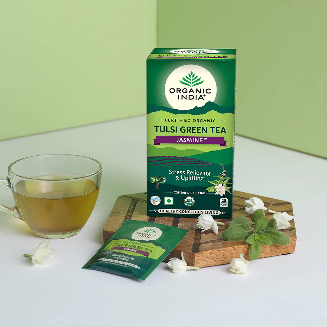 ORGANIC INDIA Tulsi Jasmine Green Tea - 25 Tea Bags