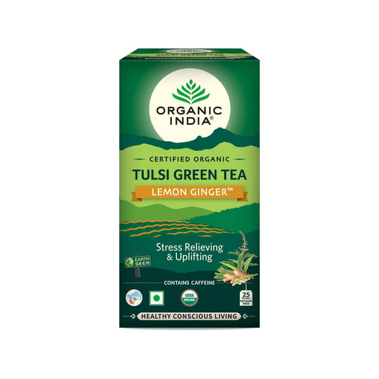 Organic India Tulsi Green Tea Lemon Ginger 25 Tea Bags